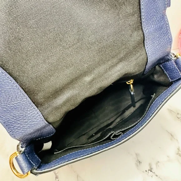 EUC Marc Jacobs Small Navy Blue Pebbled Leather Gotham Saddle Bag - Picture 13 of 15